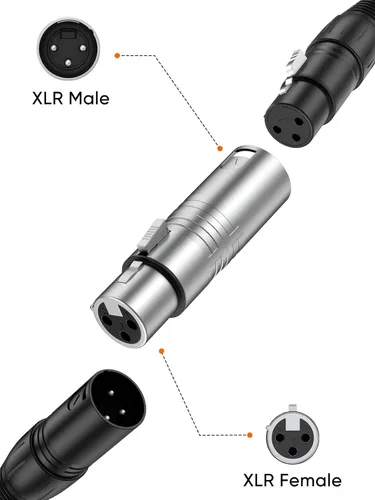 Miniatura 4 de CableCreation Adaptador XLR - Conector hembra a macho, acoplador de extensión de cable de micrófono XLR compatible con mezclador, altavoz