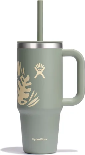 Miniatura 60 de Hydro Flask Vaso de Viaje con Asa, Tapa y Pajita - Acero Inoxidable Aislado en 24 Oz Aloe