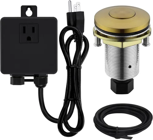 Miniatura 16 de Kit de Interruptor de Aire SinkTop para Triturador de Basura con Botón Largo, Cubierta Hecha de Latón, UL, Negro Mate
