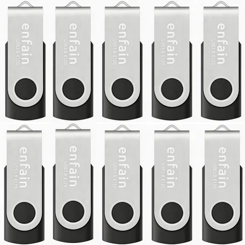 Enfain Unidad flash USB 3.0 de 32 GB para compartir, paquete de 10 unidades para almacenamiento universal de datos en el hogar y la oficina,