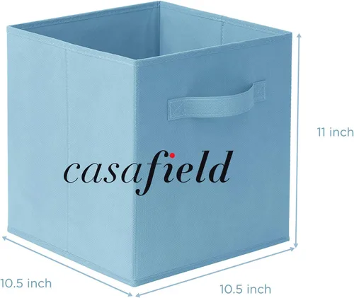 Miniatura 7 de Casafield juego de 6 cubos de almacenamiento plegables de tela, canastas de tela plegables de 11 pulgadas, para estantes, cubos organizadores