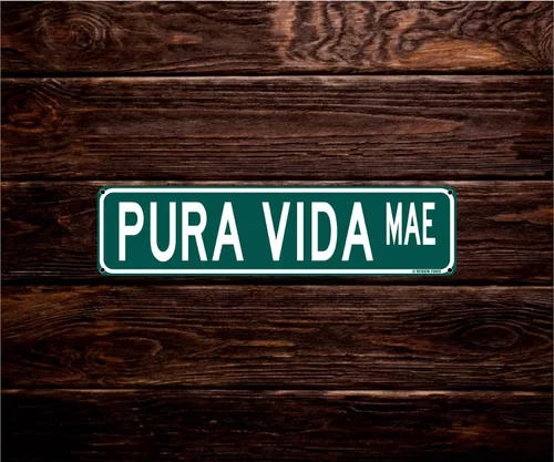 Miniatura 2 de Pura Vida Mae - Letrero de calle con tema de Costa Rica, de 16 x 4 pulgadas, divertido letrero de hojalata para surfistas de playa, tema de Tico