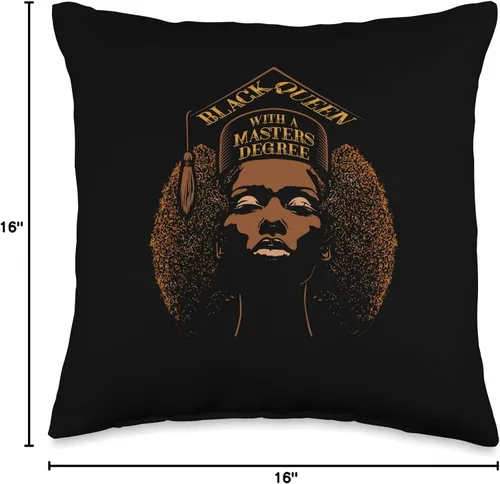 Miniatura 4 de Black African American Pride Graduate Black Queen Degree, Masters - Almohada de graduación, 16 x 16 pulgadas, multicolor