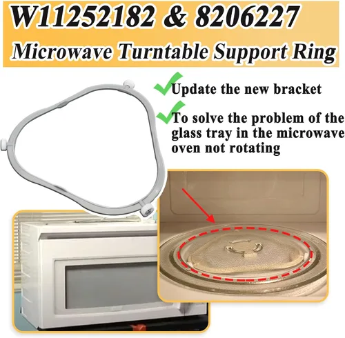 Miniatura 4 de W11252182 8206227 Reemplazo de anillo de soporte de placa giratoria de vidrio para microondas, reemplaza AP6799974 W10435114 PS12584163 W10654906