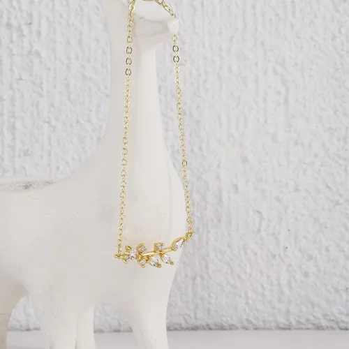 Miniatura 6 de Ascomy - Collar con dije de oro delicado, chapado en oro de 14 quilates, collar con colgante de hoja de circonia cúbica con forma de corazón