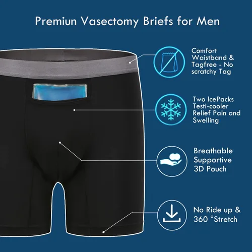 Miniatura 2 de Ropa interior de vasectomía con 2 paquetes de hielo frío para apoyo testicular y alivio del dolor calzoncillos micromodal suaves y transpirables