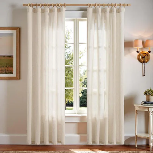 Miniatura 93 de JINCHAN Cortinas de lino de 108 pulgadas de largo, juego de 2 paneles, cortinas de ventana para sala de estar y dormitorio, cortinas