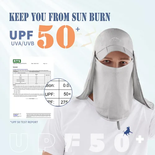 Miniatura 2 de Sombrero solar al aire libre para hombre y mujer, UPF 50+, sombrero de pesca UV con solapa para el cuello y cubierta facial para protección solar