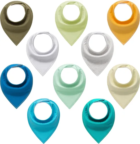 Miniatura 9 de Little Tots - Baberos de algodón unisex para bebés y niños, paquete de 8/10 baberos suaves y absorbentes