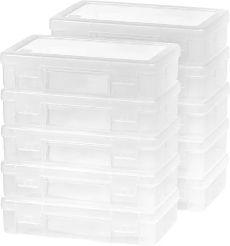 Miniatura 8 de IRIS USA Cajas para lápices, paquete de 18, Hecho en EE.UU. , contenedores organizadores de cuentas de plástico con tapa a presión para artes