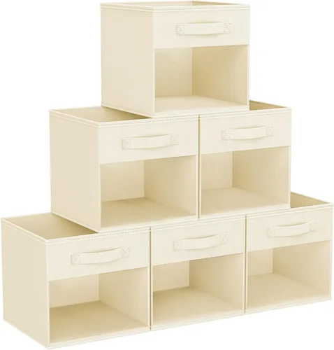 DIMJ Cubo de almacenamiento, 6 paquetes de contenedores plegables con asas, contenedores de tela para organización, cubos organizadores de