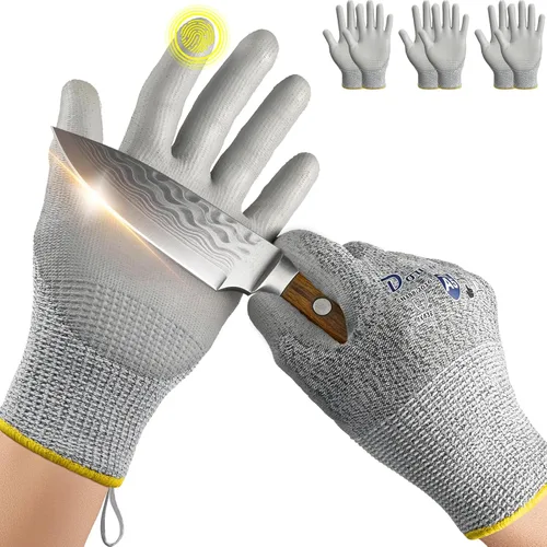 Dowellife Guantes de trabajo resistentes a cortes para hombres y mujeres, 3 pares, cómodos guantes para jardinería, mecánica, pesca, duraderos y