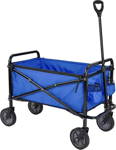 Amazon Basics Carro utilitario plegable y resistente para deportes al aire libre, capacidad de peso de 265 libras, campamento, jardín y compras, Azul