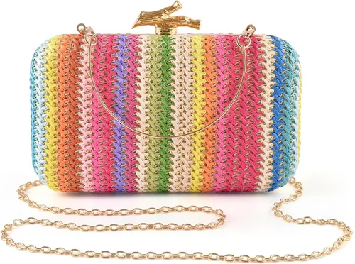 Miniatura 9 de PACETAP Bolso de noche para mujer, bolso de mano, correa de cadena, bolso de hombro para boda, fiesta, cóctel, baile de graduación, cena Chain