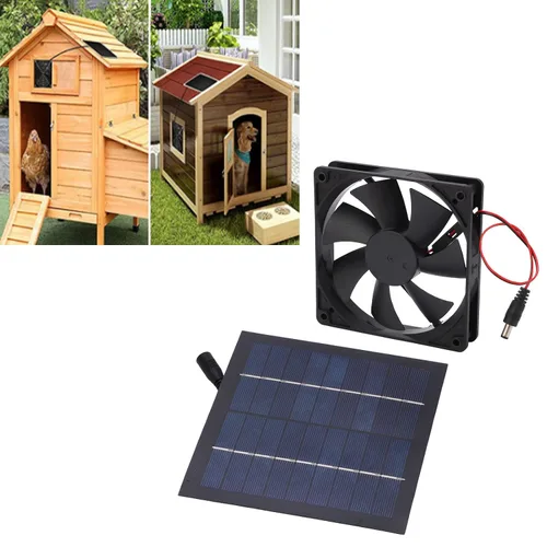 Miniatura 2 de Kit de ventilador de panel solar, ventilador de escape de 20 W para cocinas, invernaderos, casas de mascotas, gallineros, remolques, material ABS