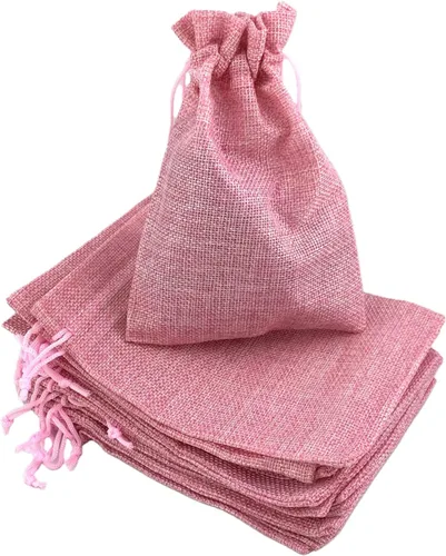 Miniatura 57 de Palmhomee Paquete de 20 bolsas de regalo de arpillera con cordón, bolsas de joyería de lino, bolsas de yute de boda para joyas y bolsas