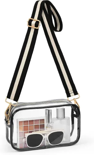 Miniatura 12 de Bulado Bolsa transparente para eventos de estadio, monederos transparentes para mujeres con correa ajustable, bolsa cruzada para fanáticos