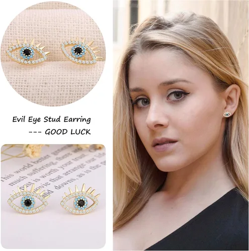 Miniatura 7 de Aretes tipo dormilona de oro de 18 quilates, delicados aretes de circonita cúbica con incrustaciones de microincrustaciones para mujer, hechos a