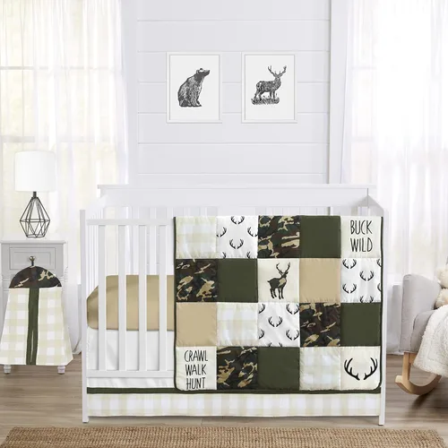 Miniatura 7 de Sweet Jojo Designs Juego de ropa de cama para cuna de bebé de 4 piezas (animales del bosque) para niños o niñas, bebés/guardería, incluye manta