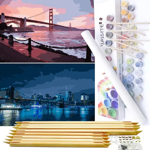 Miniatura 58 de BAISITE Kit de pintura por números para adultos principiantes, 12 pulgadas de ancho x 16 pulgadas de largo, paquete de 2 lienzos para kits