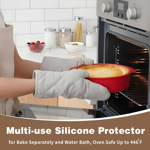 Miniatura 7 de Juego de 3 moldes desmoldables de 4, 7 y 9 pulgadas, molde para cheesecake a prueba de fugas con protector, moldes desmoldables antiadherentes