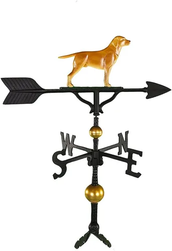 Miniatura 10 de Montague Metal Products Veleta de lujo de 32 pulgadas con adorno de Retriever negro satinado
