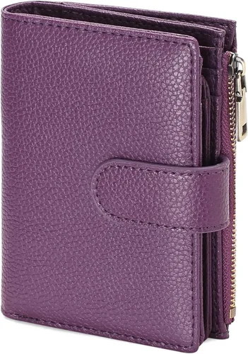 Miniatura 15 de GAEKEAO Cartera pequeña de cuero vegano con bloqueo RFID plegable para mujer, tarjetero compacto con bolsillo con cremallera y ventana