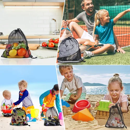 Miniatura 2 de 13 "X15.5" 12pcs malla lavandería cordón bolsa nylon cordón gimnasio bolsa con cierre de cordón