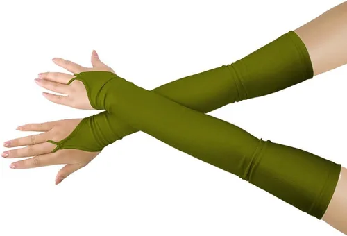 Miniatura 20 de Shinningstar Guantes largos de elastano elástico sin dedos sobre el codo para niñas y niños adultos