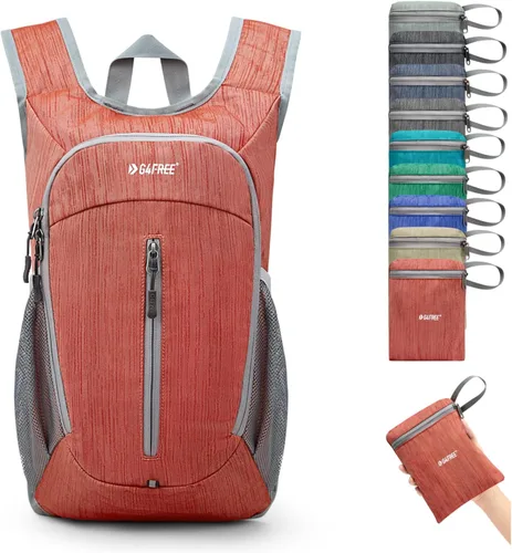 Miniatura 7 de G4Free Mochila de senderismo de 10L Mochila de viaje pequeña Mochila plegable ligera Mochila de hombro plegable casual Rojo