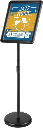 Soporte para letrero de pie con pedestal ajustable de 11 x 17 pulgadas, marco abierto de aluminio a presión para letrero de visión vertical y