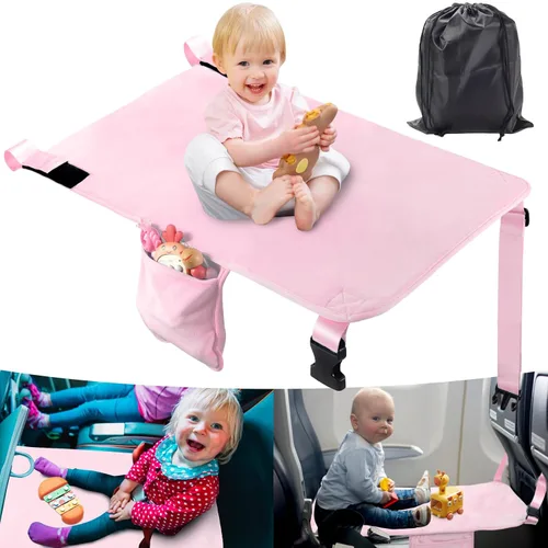 Miniatura 7 de Cama de avión para niños pequeños, extensor de asiento de avión portátil para niños, artículos esenciales de viaje en avión para niños pequeños