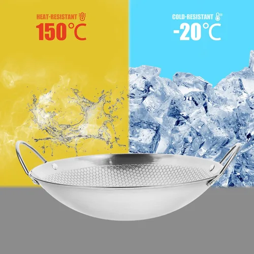 Miniatura 8 de Yardwe Wok Sartén de acero inoxidable Stir Fry Sartenes de 8 pulgadas Olla caliente de hierro Sartén de hierro de doble mango Olla de cocina china