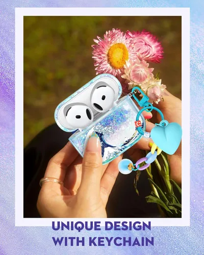Miniatura 5 de Funda para Apple para Airpods 4 Case 2024 - Arena Movediza Líquida Arte Artístico Estético Funda Mujer Chica Mujeres Brillante Brillo Purpurina