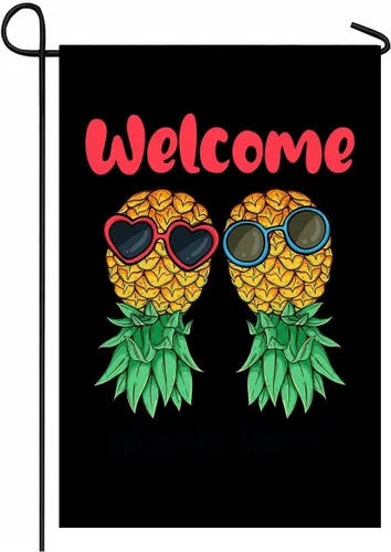 Miniatura 6 de Paquete de 4 banderas de piña al revés – Pancartas de lino de doble cara de 12 x 18 pulgadas con texto en inglés "IF YOU KNOW & PLAY WELL WITH