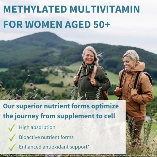 Miniatura 2 de Igennus Multivitamínico metilado para mujeres de 50 años, calcio y magnesio para apoyo óseo, liberación sostenida y vitaminas B activas, fórmula sin