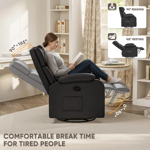 Miniatura 5 de Silla reclinable Homall, silla oscilante giratoria de 360 para adultos, silla de masaje para guardería con respaldo y reposapiés ajustables, sillas