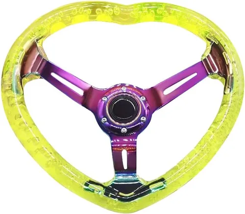 Miniatura 4 de Volante de carreras de acrílico universal con diseño en forma de corazón, apto para la mayoría de vehículos, autos de carreras, RZR, Club Car Púrpura