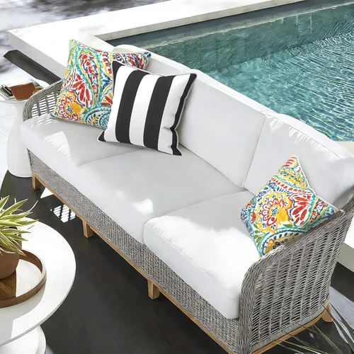 Miniatura 616 de Juego de 2 almohadas para exteriores de 16 x 16 pulgadas, repelentes al agua con interiores, para muebles de patio, hogar, jardín, geometría bohemia