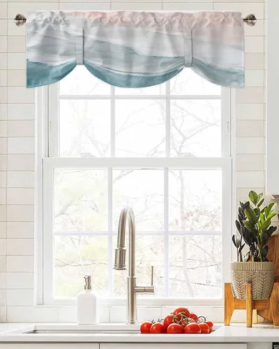 Miniatura 4 de Cortinas de verano con cenefa de amarre para ventanas, cortinas costeras de cocina costeras para ventanas, cortinas náuticas junto al mar, beige