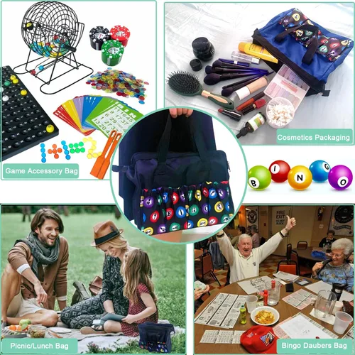 Miniatura 4 de Bolsa de Bingo Daubers con 8 bolsillos de gran capacidad, bolsa de transporte de viaje con cremallera, bolsa de maquillaje, regalo para amantes