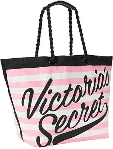 Miniatura 2 de Victorias Secret Tote Bag Shopping Pink White Stripe Weekender