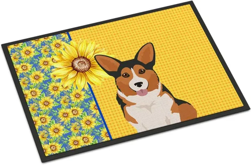 Miniatura 15 de Caroline's Treasures WDK5313MAT Airedale Terrier - Tapete para puerta delantera de 18 x 27 pulgadas, diseño de girasoles de verano, para entrada