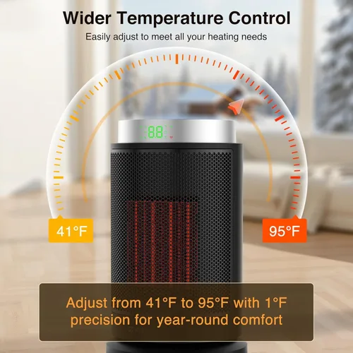 Miniatura 7 de ZAFRO Calentador de espacio, calentadores eléctricos portátiles ultra silenciosos para uso en interiores con termostato, calor rápido y gran angular