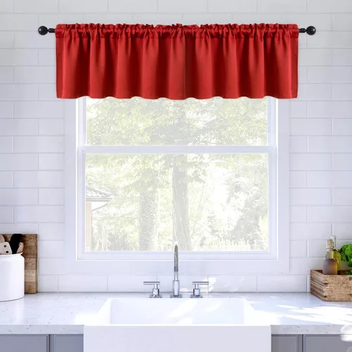 Miniatura 10 de MIULEE Cenefa opaca con bolsillo para cortinero, con aislamiento térmico, cortina corta para ventana pequeña y dormitorio, 42 x 18 pulgadas, 1 Beige
