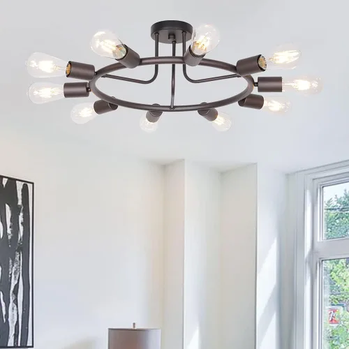 Miniatura 9 de BONLICHT - Lámpara de techo, candelabro, araña de luz, de níquel cepillado, 3020-10C-OB, 60.00watts, 120.00 volts Bronce frotado con aceite-10c