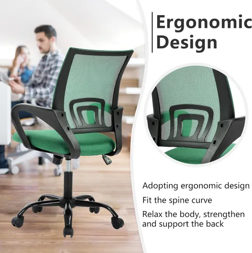 Miniatura 6 de PayLessHere Silla ergonómica para computadora de oficina, silla de escritorio económica, ajustable, cómoda, con respaldo medio, de trabajo con Verde