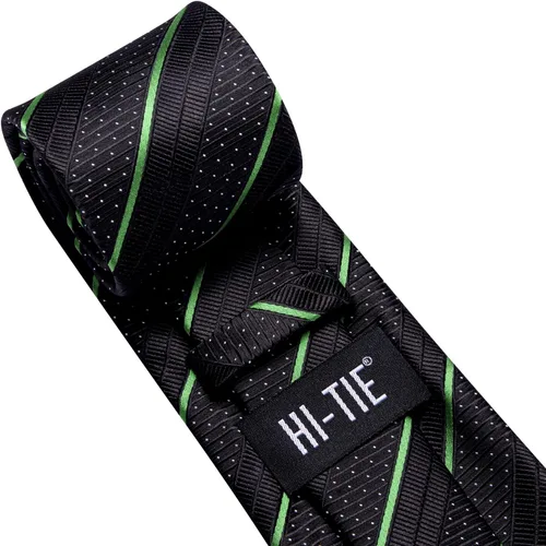 Miniatura 178 de Hi-Tie Corbatas de seda para hombre, diseño de cachemira a rayas, con bolsillo, gemelos cuadrados, conjunto formal de negocios