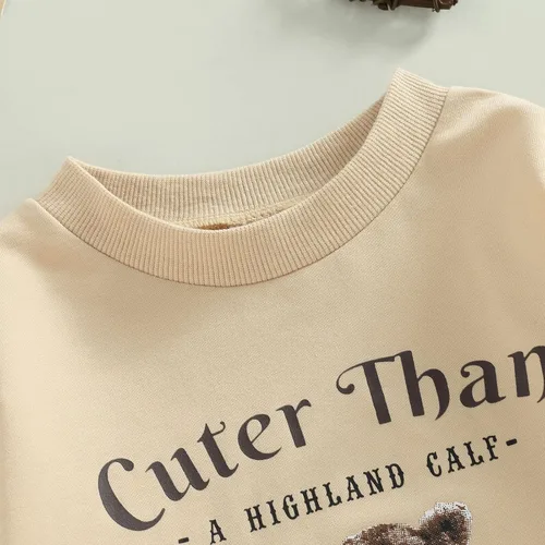 Miniatura 5 de Kayotuas Ropa occidental para bebé y niña, sudadera con estampado de vaca de manga larga, enterizo de gran tamaño, trajes de primavera y otoño