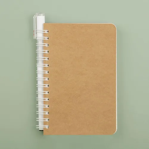 Miniatura 2 de Cuadernos de espiral plano con tapa Kraft, paquete de dos unidades, 3.5 x 5.5 pulgadas, 180 páginas a rayas, 90 hojas, fácil de transportar